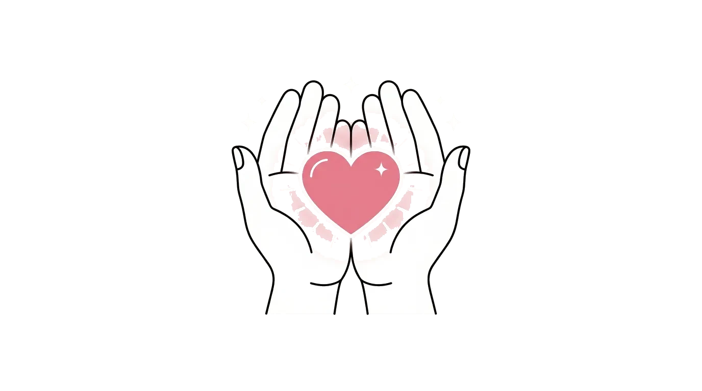 Open hands cradling a heart, illustrating communication and trust before intimacy