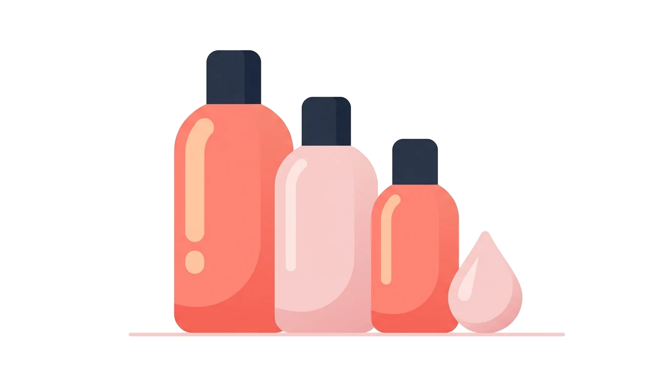 Three lubricant bottles of different sizes beside a droplet, illustrating water-based and silicone options