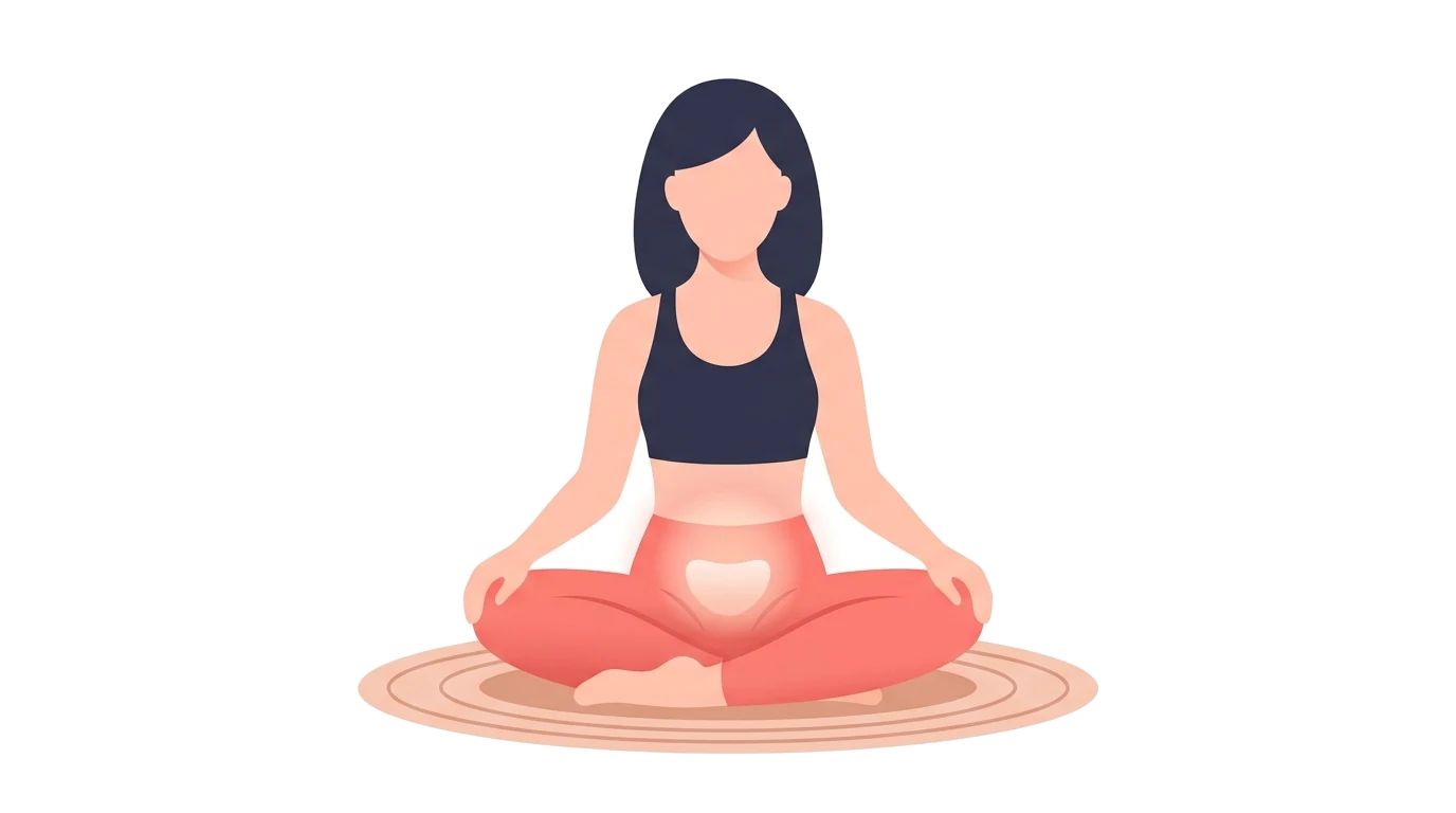 A person seated cross-legged in a calm exercise pose, illustrating pelvic floor training