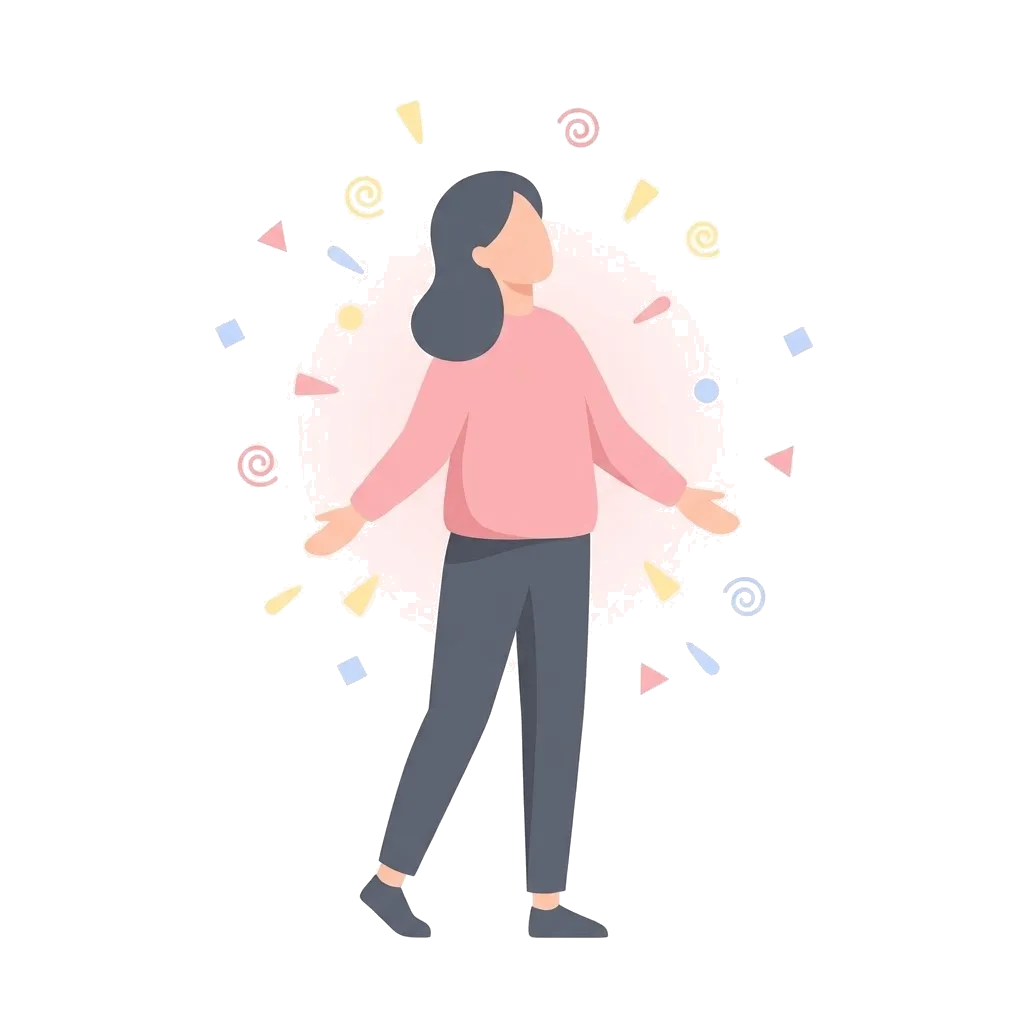 Woman standing openly with confetti around her, illustrating sexual confidence and getting out of your head